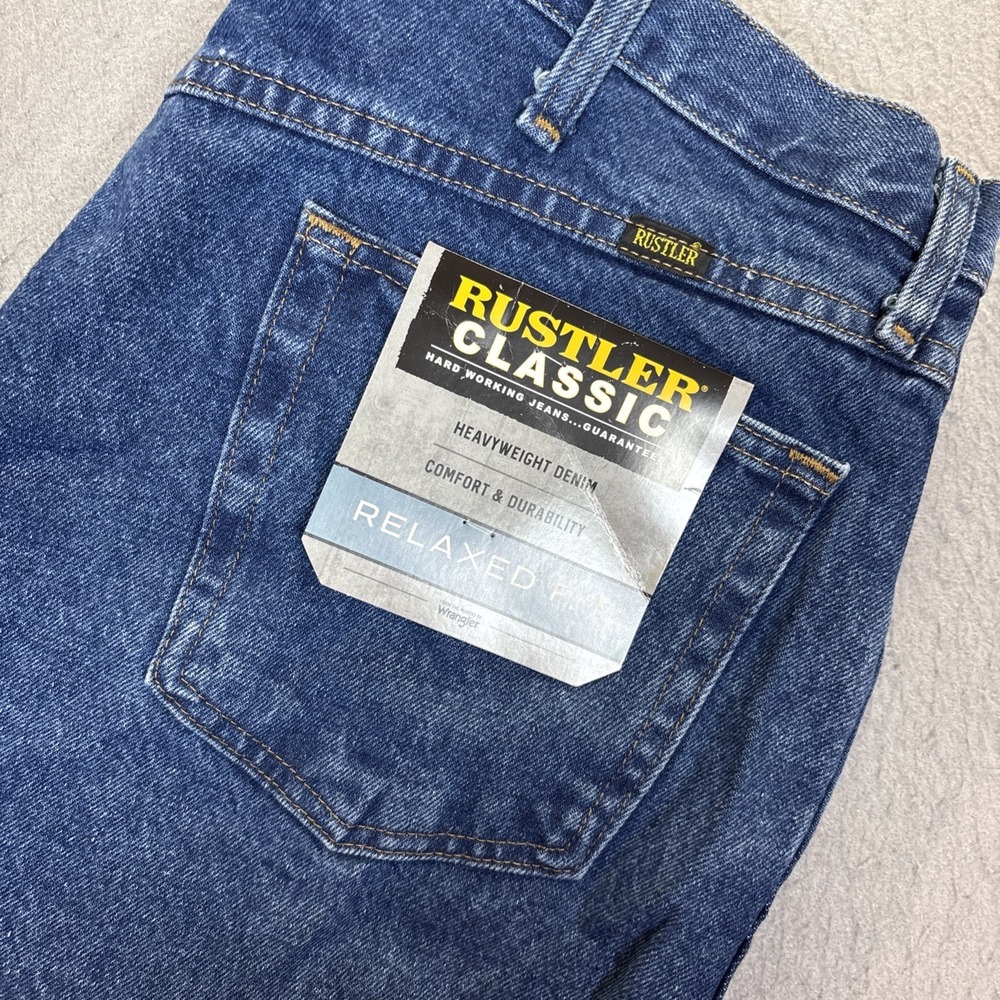 Rustler Men's Classic Relaxed Fit Jeans 36x32 NWT Heavyweight Denim